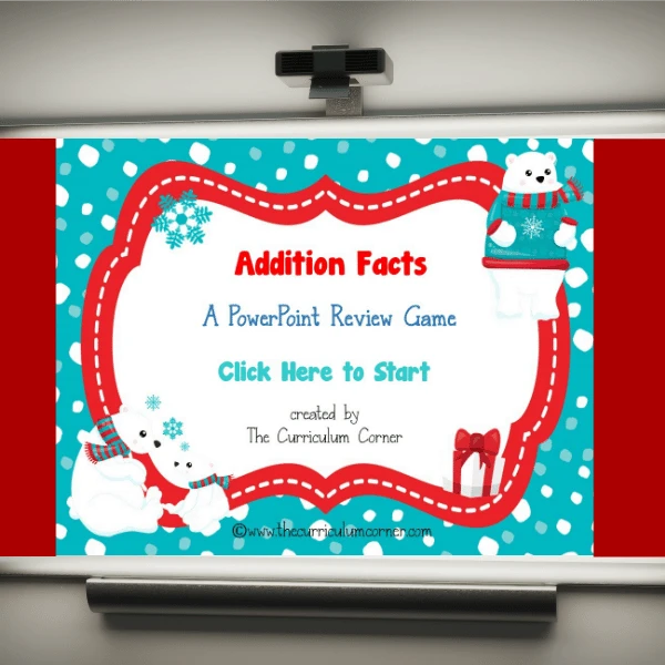 FREE Winter Addition Facts PowerPoint Game 3