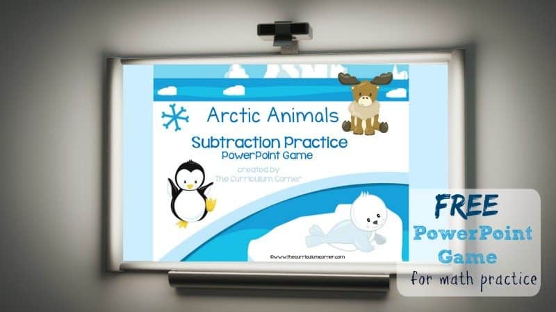 Use this arctic animals subtraction facts game for PowerPoint to give your students practice with recalling basic facts. Designed with an arctic animal theme.