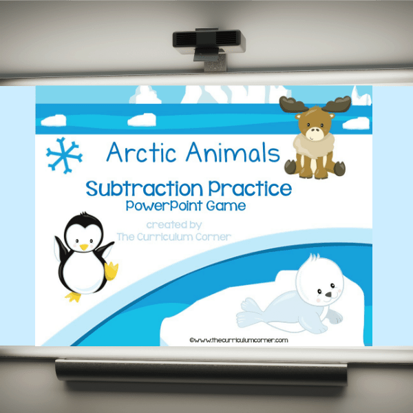 FREE Arctic Animals Subtraction Facts PowerPoint Game from The Curriculum Corner