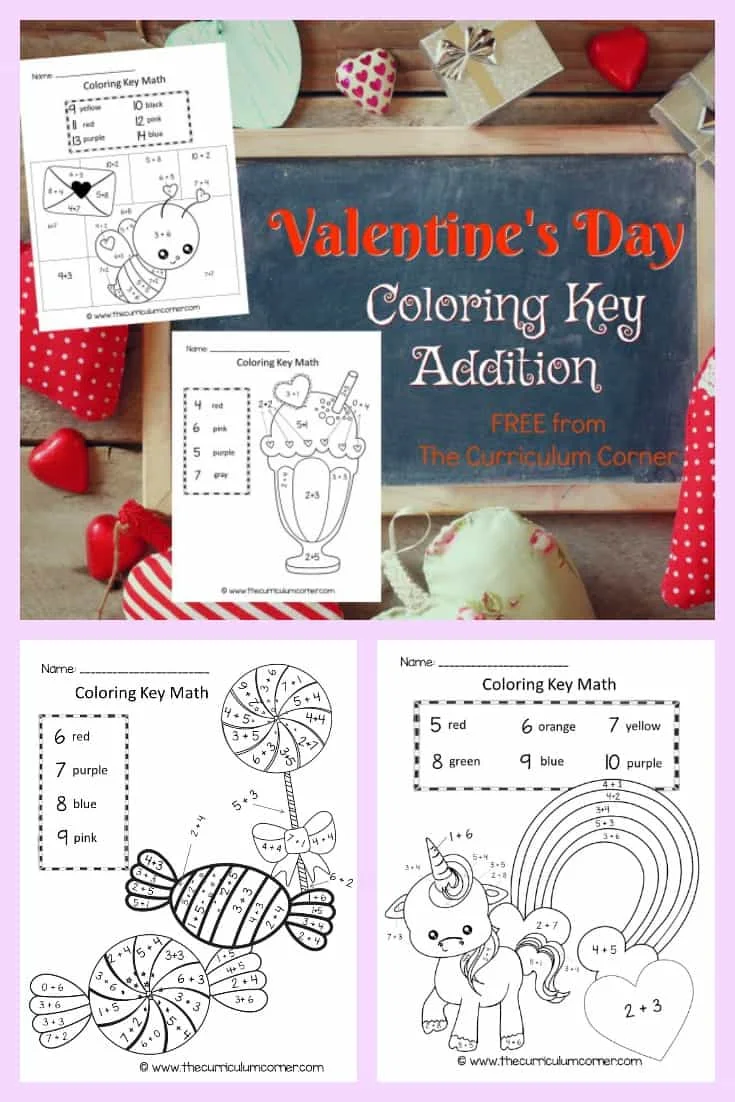 Valentine's Day Color By Number Key Math 2
