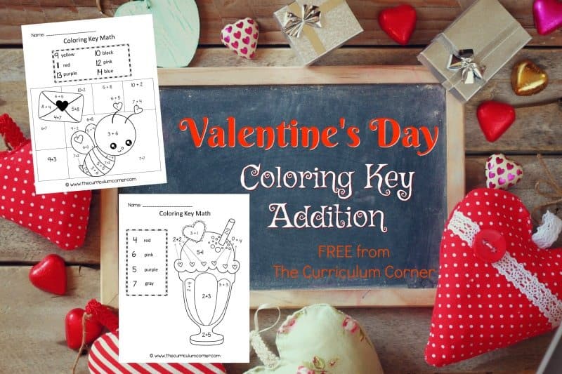This Valentine's Day color key addition is like a Valentine's Day color by number for math practice.