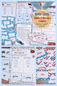 Winter Sports Games Printables FREE math & literacy centers from The Curriculum Corner