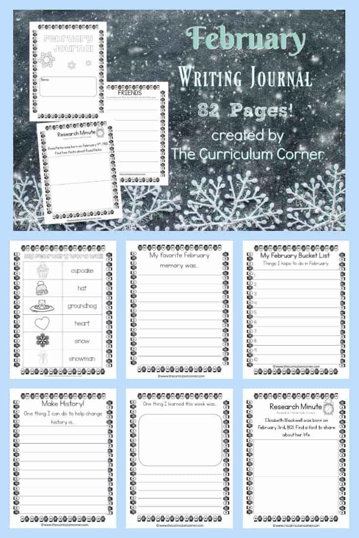 FREE February Writing Journal from The Curriculum Corner