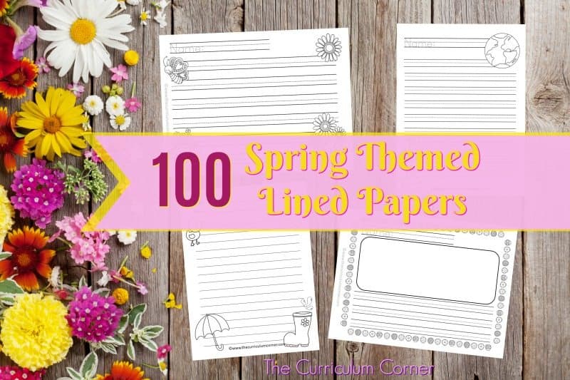 We have created a set of 100 spring lined papers with spring themed clip art to be used during your writing workshop.