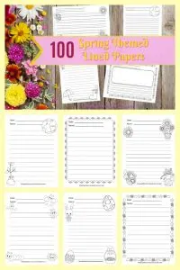 We have created a set of 100 spring lined papers with spring themed clip art to be used during your writing workshop. 3