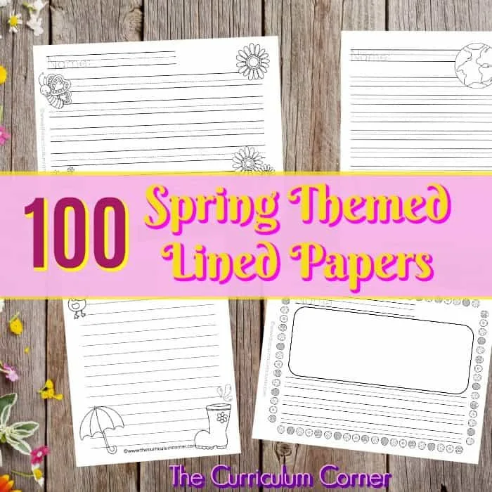 We have created a set of 100 spring lined papers with spring themed clip art to be used during your writing workshop. 4
