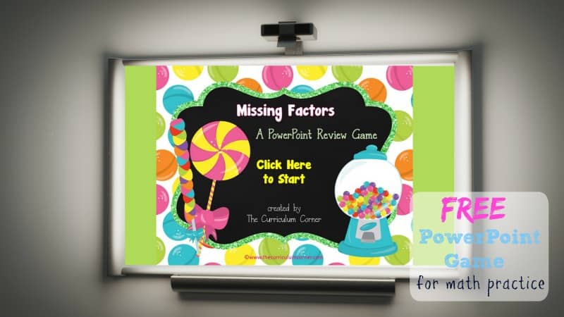Use this candy missing factors game for PowerPoint to give your students practice with recalling basic multiplication facts. Designed with a sweet candy theme.
