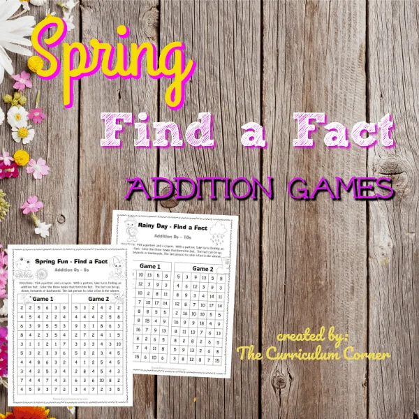Spring Find a Fact Addition Practice Games FREE 2
