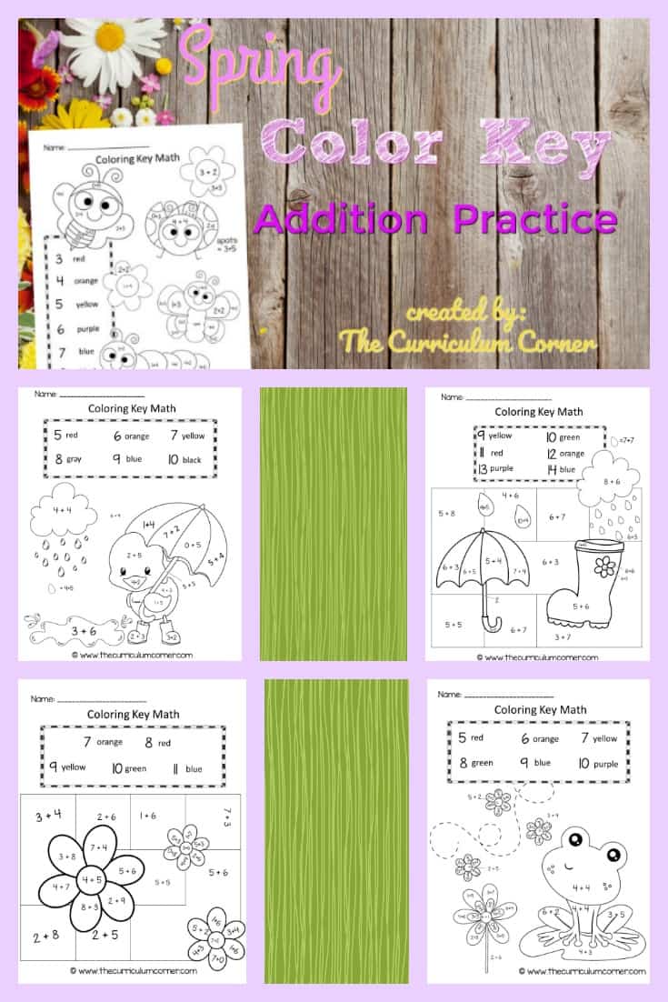 FREE Spring Color by Number Pages from The Curriculum Corner