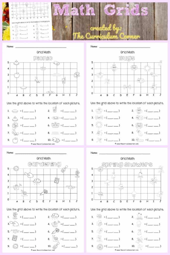 FREE Spring Math Grids from The Curriculum Corner