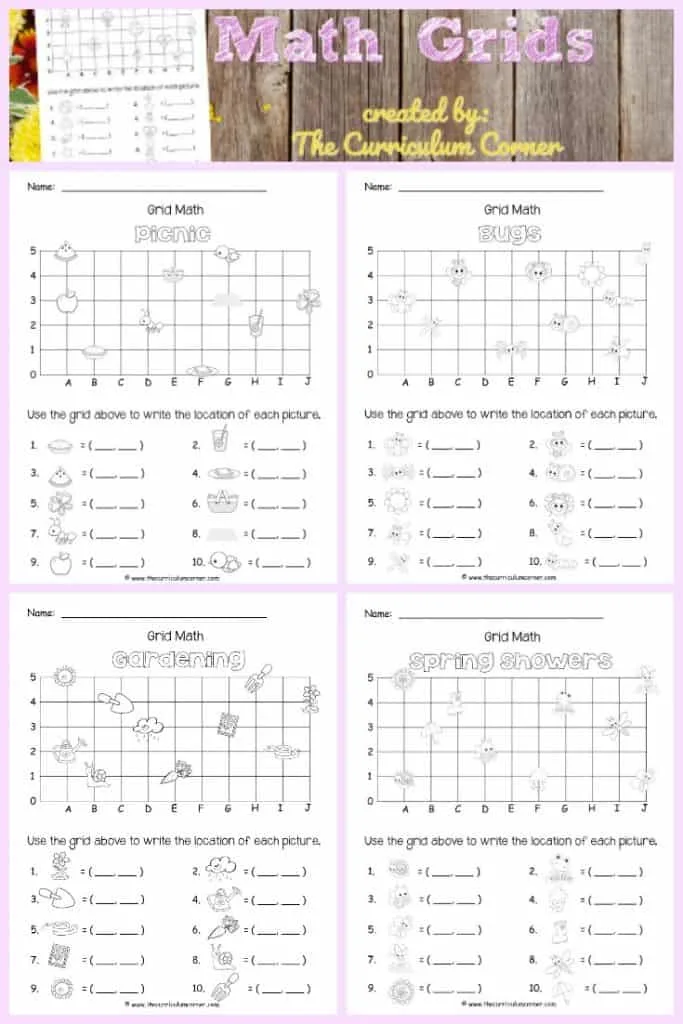 FREE Spring Math Grids from The Curriculum Corner
