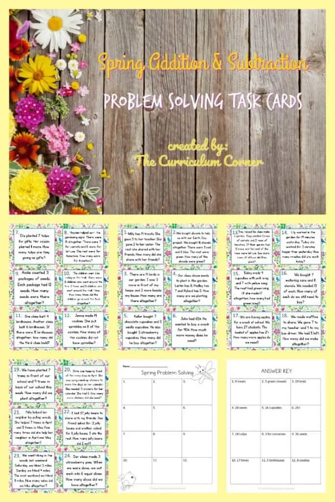 FREE Spring Word Problems from The Curriculum Corner
