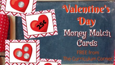 Valentine's Day Money Match Cards free from The Curriculum Corner