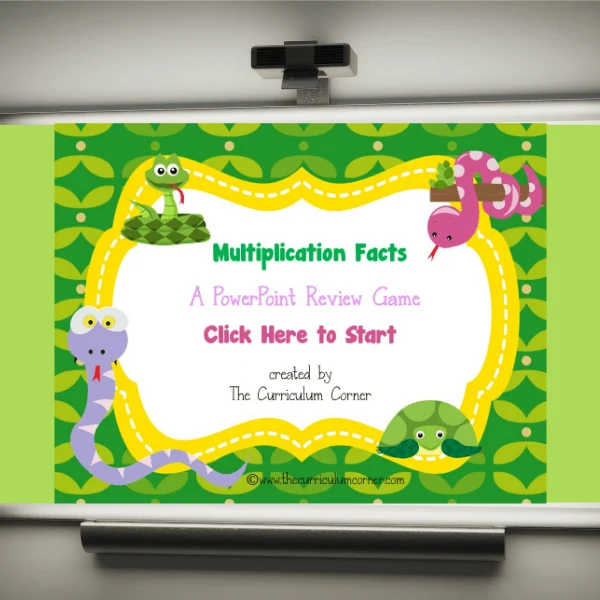 FREE Reptile Themed Multiplication Facts PowerPoint Game