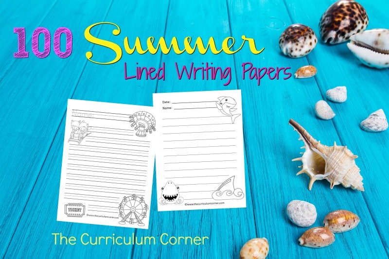 We have created a set of 100 summer lined papers with summer themed clip art to be used during your writing workshop.