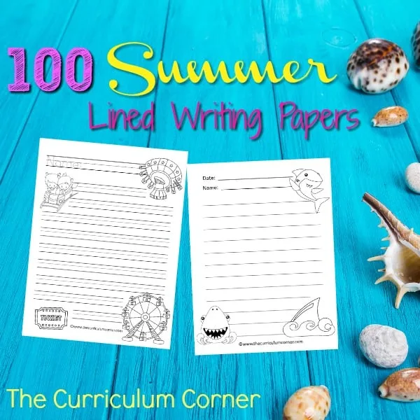 FREE Summer Lined Writing Papers from The Curriculum Corner