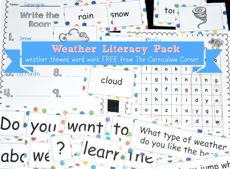 This free weather word work collection is a literacy set that has been created to fit into your classroom weather study.