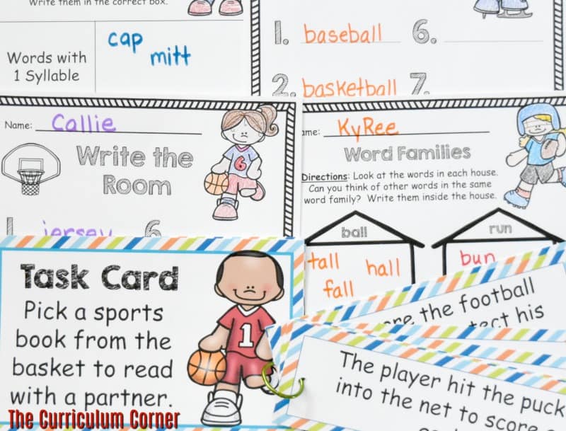 FREE Sports Literacy Pack from The Curriculum Corner | Word Work 2