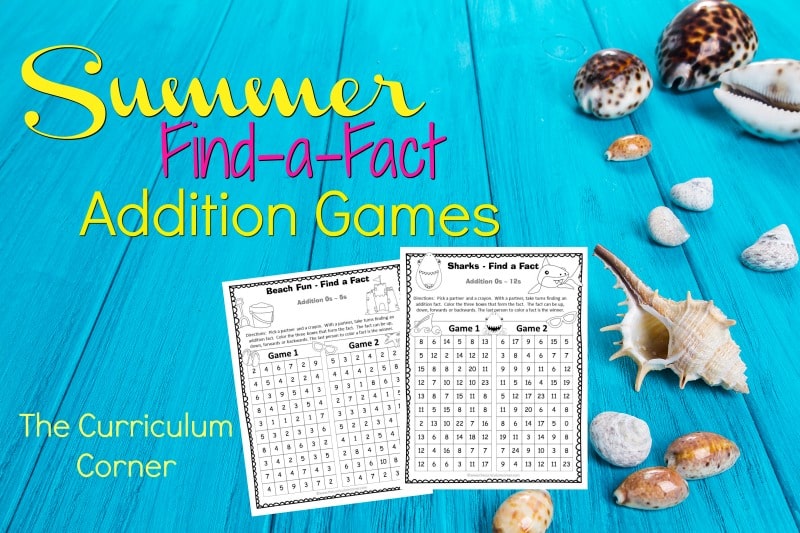 These summer addition fact practice games are designed to offer basic fact practice in a fun and engaging format!