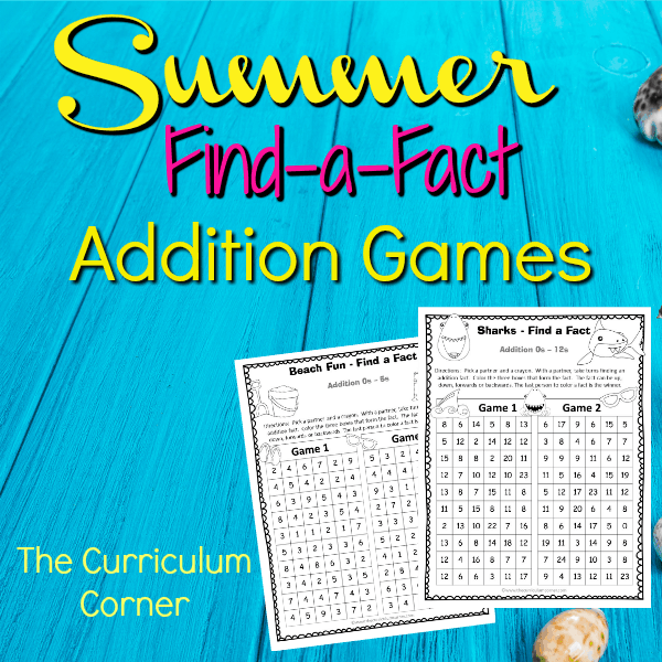 Summer Find a Fact Addition Games 2