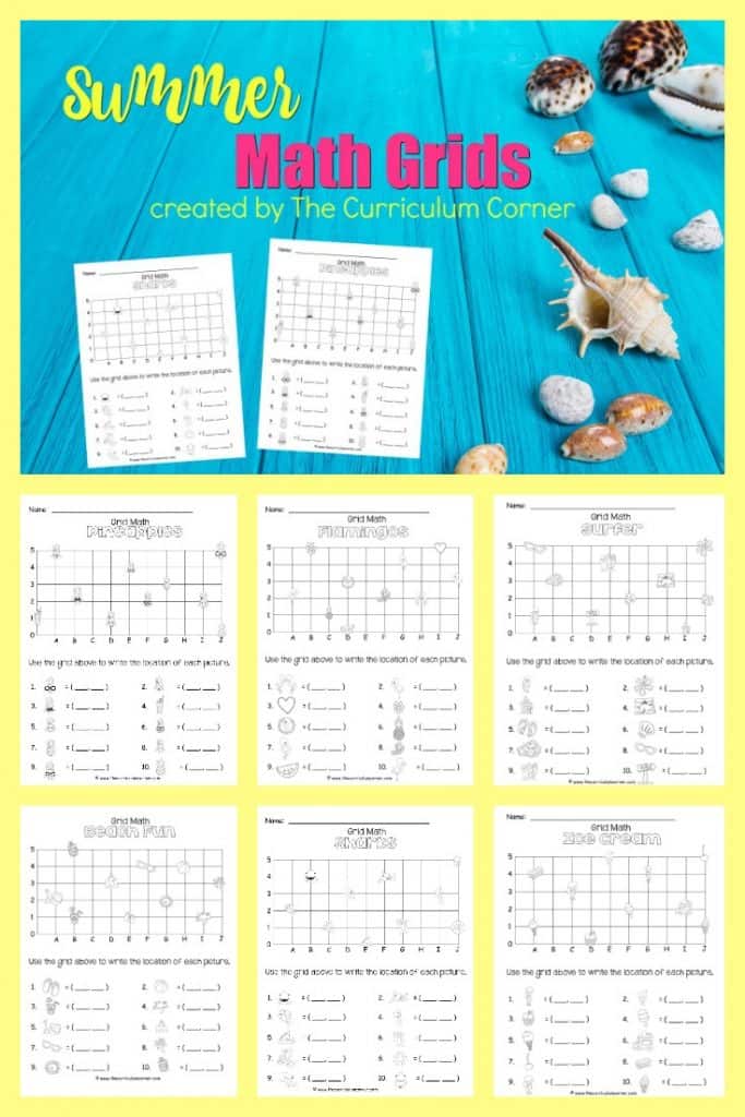 FREE Summer Math Grids from The Curriculum Corner