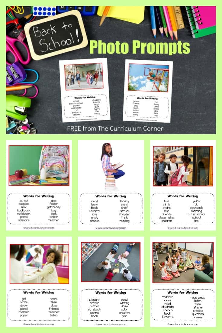 back to school photo prompts FREE from The Curriculum Corner