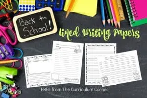 We have created a set of free back to school lined papers with school themed clip art to be used during your writing workshop.