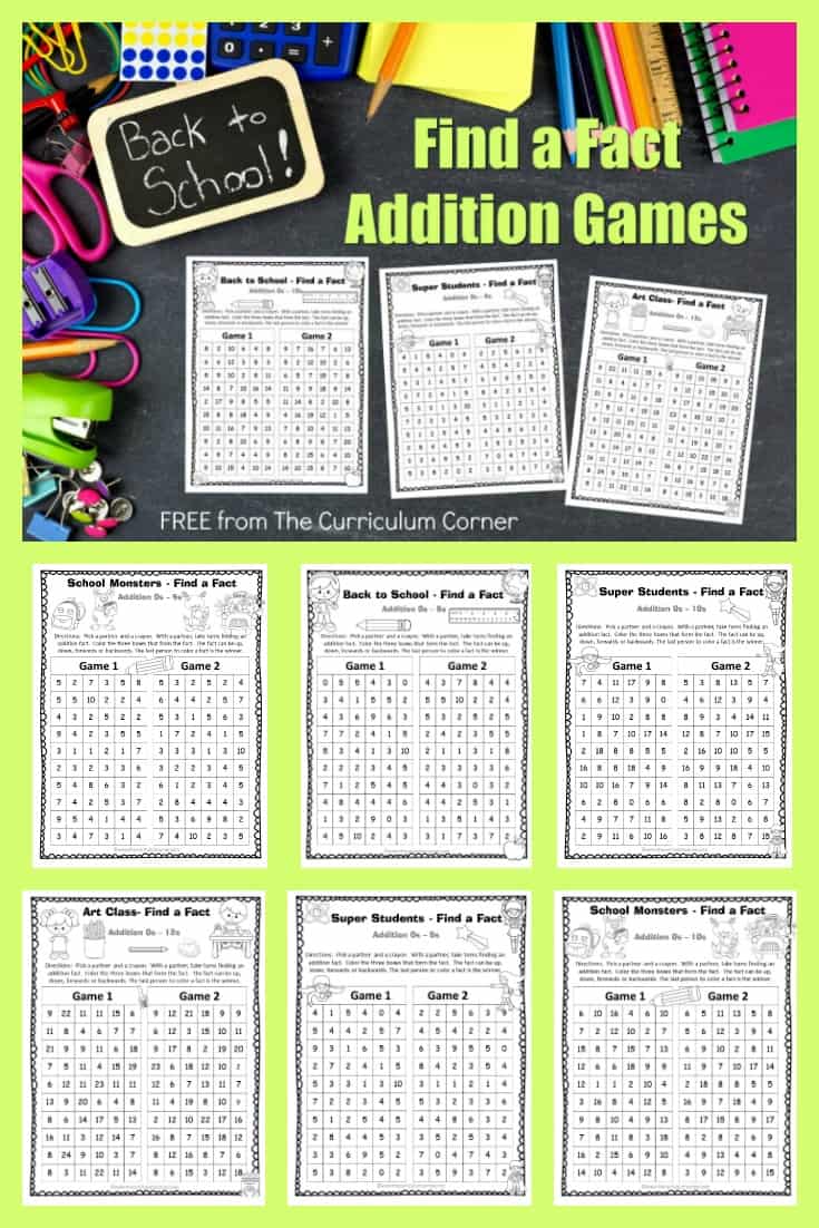 Find Fact Addition Bts The Curriculum Corner 123