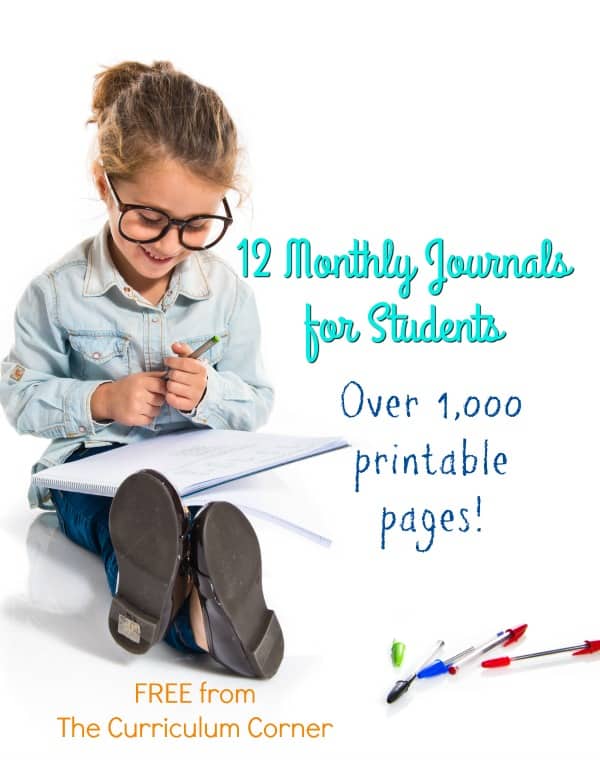 FREE Monthly Journals from The Curriculum Corner