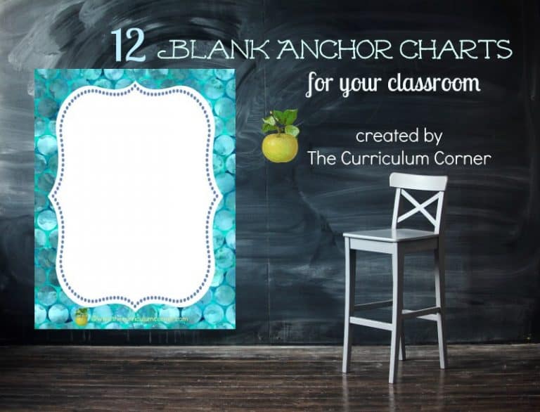 Blank Anchor Charts The Curriculum Corner 123