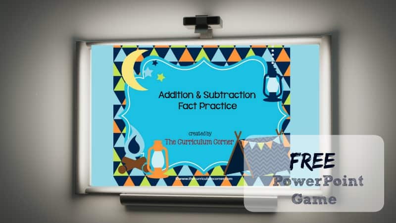 Use this camping addition and subtraction facts PowerPoint game to give your students practice with recalling basic facts.