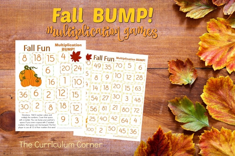 This set of free Fall Bump! Games have been created to help your students work on mastering their multiplication facts.