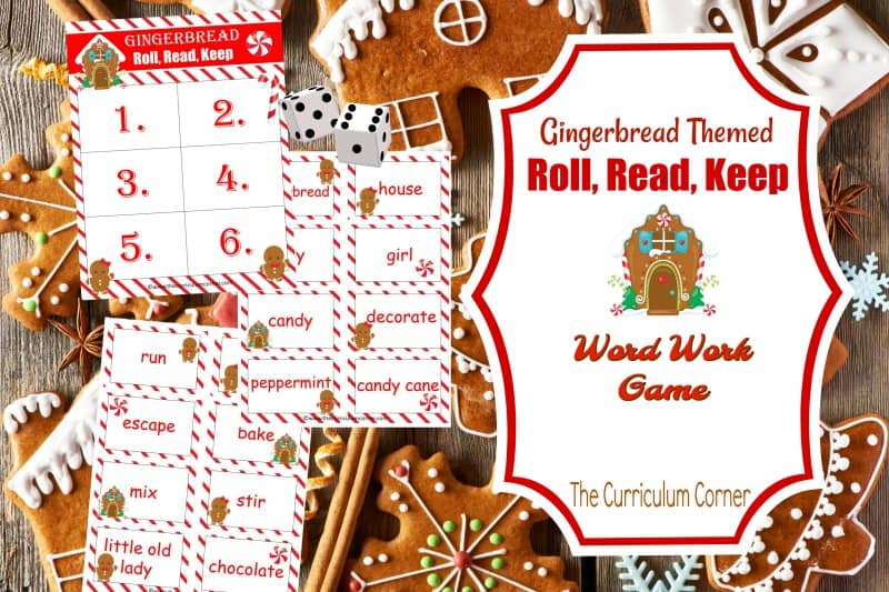 Create an engaging literacy center with this Gingerbread Roll Read Keep game,a free classroom resource from The Curriculum Corner.