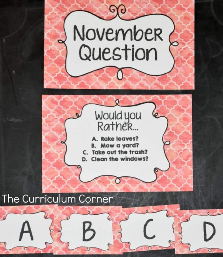 November Bell Ringer Questions The Curriculum Corner 123