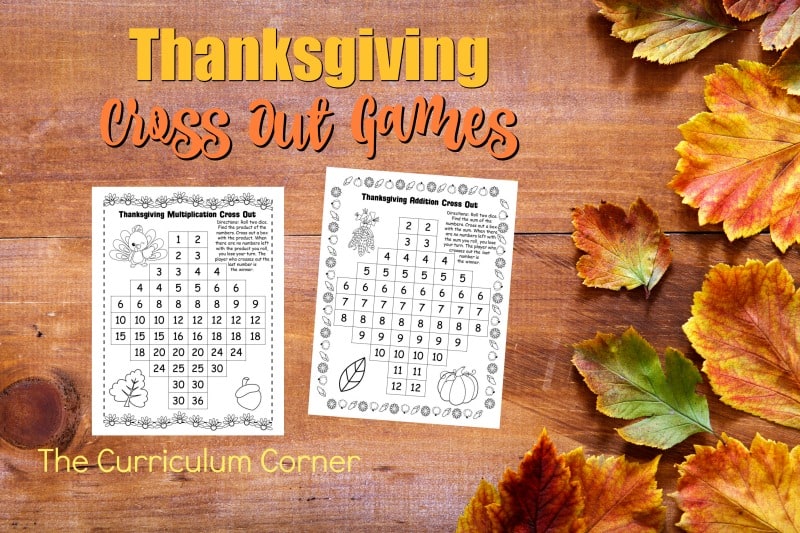 These free Thanksgiving Addition & Multiplication Cross Out Games are a fun addition to your fall math games.
