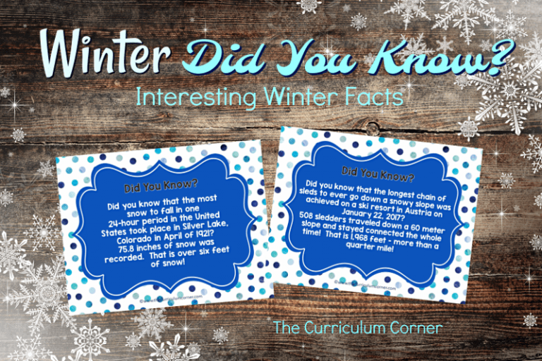 Did You Know? (Facts for Winter) The Curriculum Corner 123
