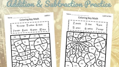 This New Year color key addition and subtraction is like a Happy new Year color by number set for math practice. FREE addition and subtraction fact practice from The Curriculum Corner.