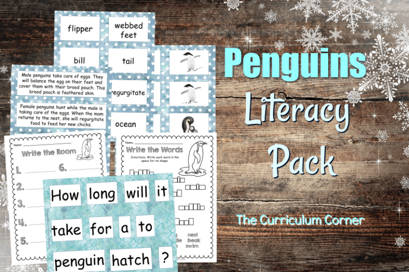 This penguin word work set is the perfect literacy center set for your classroom! Free literacy center activities from The Curriculum Corner.