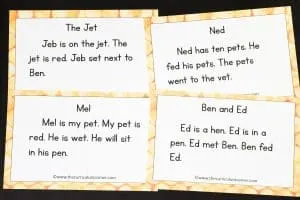 short e fluency passages and comprehension pages free from The Curriculum Corner