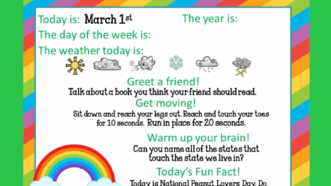 Image for March Daily Welcome Messages for Primary Classrooms