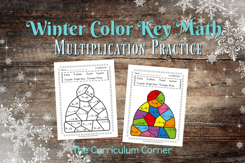 This winter color key multiplication is like a winter color by number set for math practice. FREE multiplication fact practice from The Curriculum Corner.