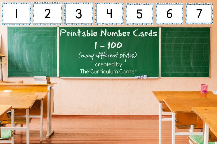 Choose one of these sets of printable number cards for display in your classroom or for many other practice purposes. Free from The Curriculum Corner