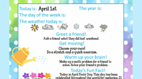 Image for April Daily Welcome Messages for Primary Grades