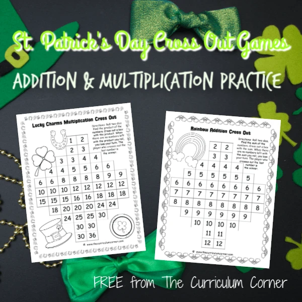St. Patrick's Day Addition & Multiplication Cross Out Games