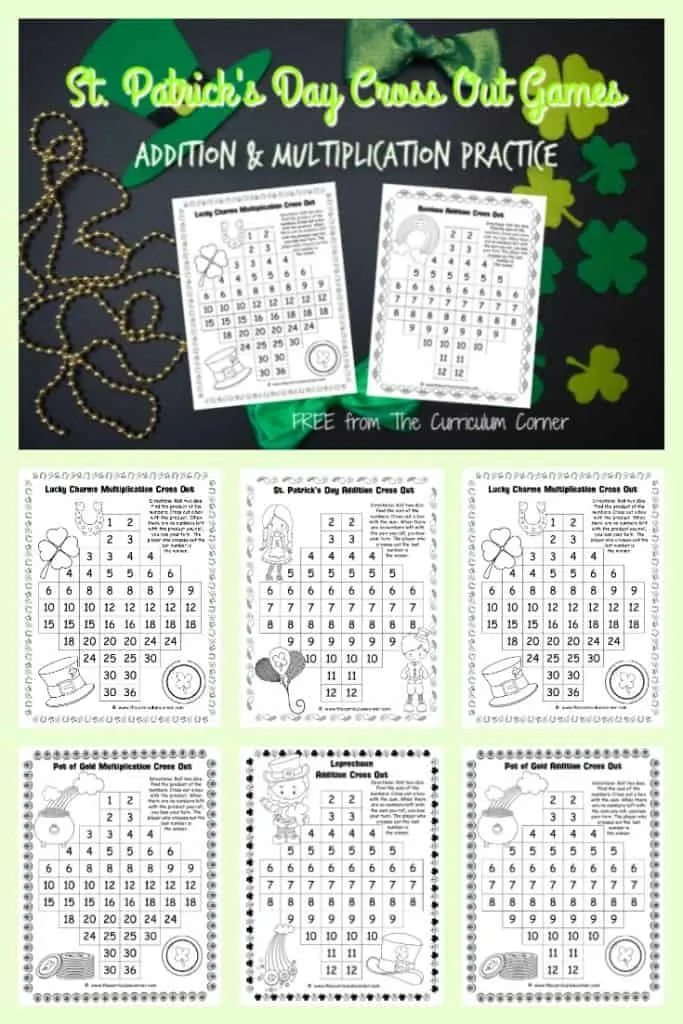 St. Patrick's Day Cross Out Games FREE from The Curriculum Corner