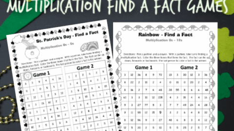 Image for St. Patrick's Day Multiplication Find a Fact Games