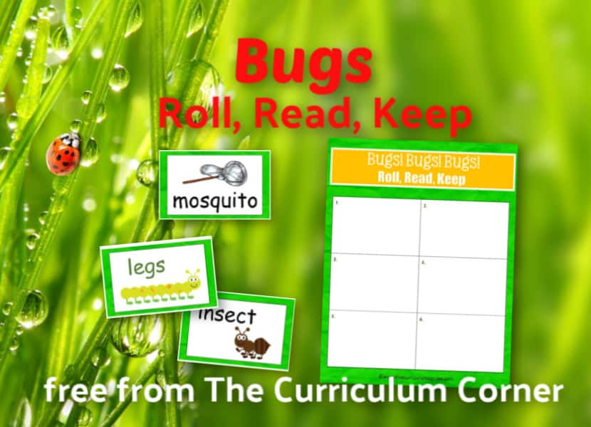 Create a simple but engaging literacy center with this bugs Roll, Read & Keep reading game, a free classroom resource from The Curriculum Corner.