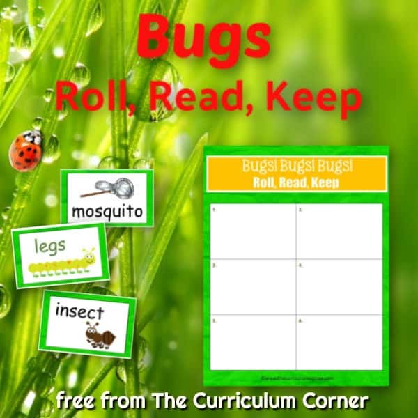 Create a simple but engaging literacy center with this bugs Roll, Read & Keep reading game, a free classroom resource from The Curriculum Corner.