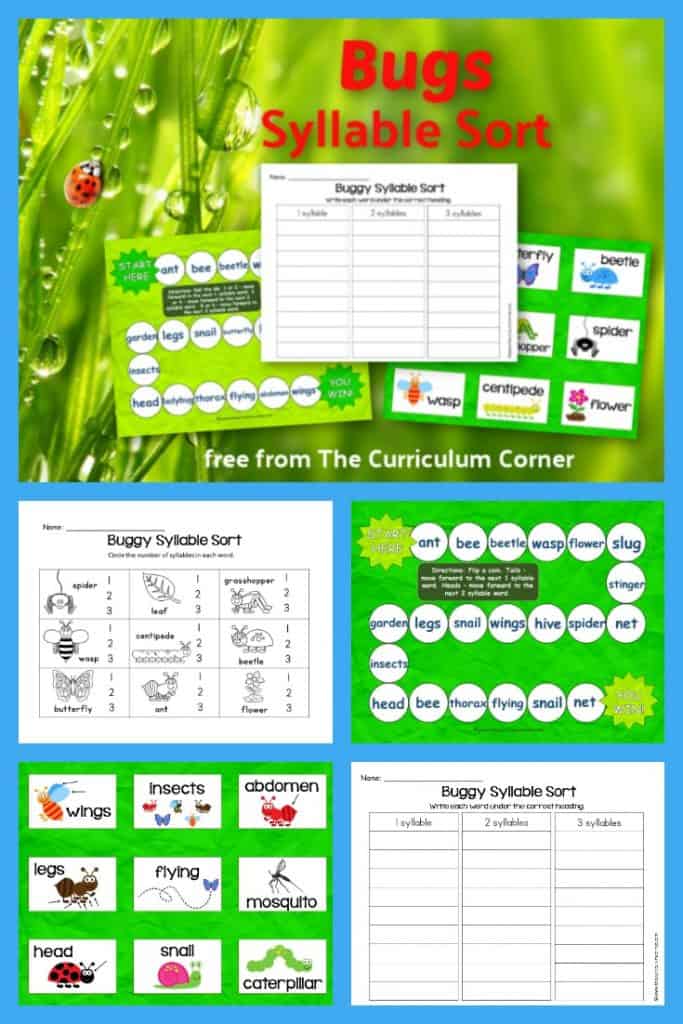 Our bugs syllable sort is designed to be an easy and quick phonics literacy center for spring.  Students get seasonal syllable practice with these buggy themed words!