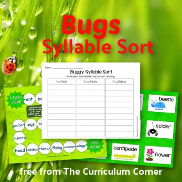 Our bugs syllable sort is designed to be an easy and quick phonics literacy center for spring.  Students get seasonal syllable practice with these buggy themed words!